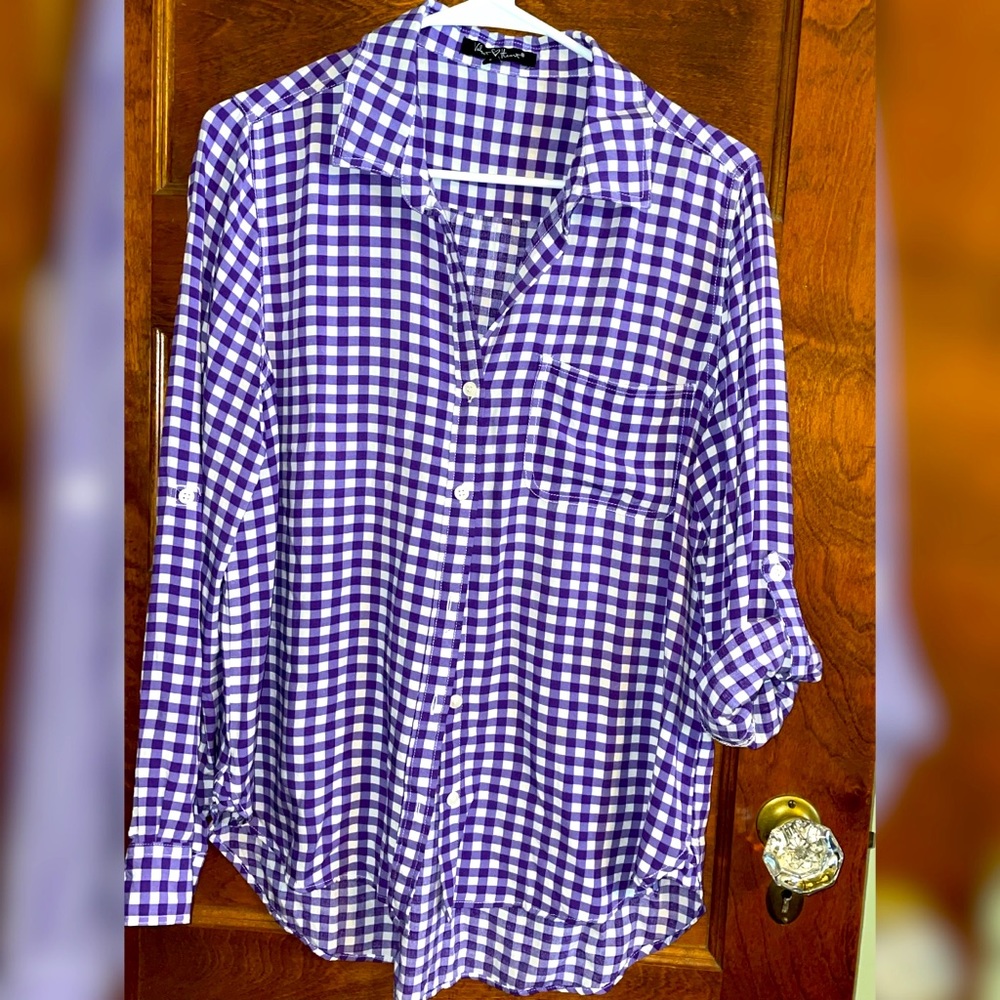 Velvet Heart Purple Gingham Buttoned Shirt